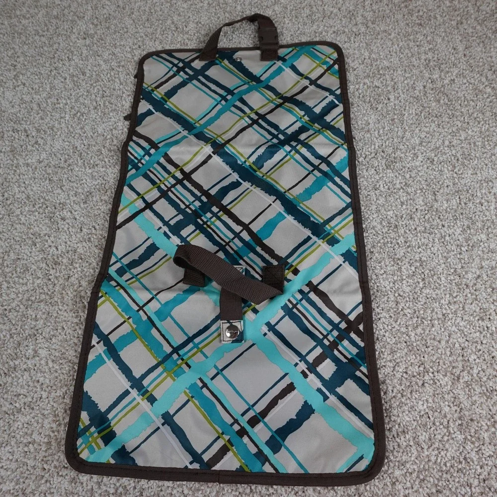 Thirty-One‎ Uptown Jewelry Bag Sea Plaid Toiletry Makeup Organizer Bag